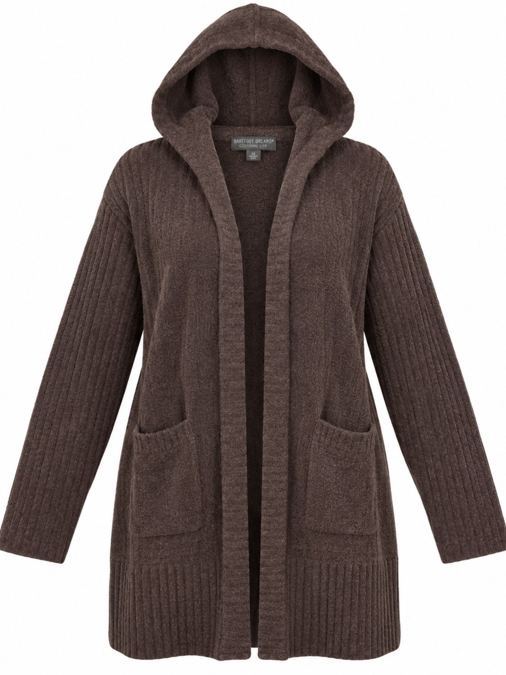 Charter Club Hooded Open-Front Brown Cardigan